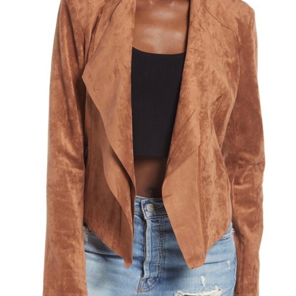 Blank NYC Denim Faux Suede Draped Front Jacket Size XS in Terracotta